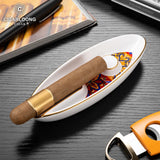 Cendrier à Cigares en Céramique à Fente Unique, Grand Diamètre, Design en Forme de Navire Cigarloong