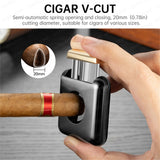 Coupe-Cigare Semi-Automatique en Forme de V, Lame Lisse, Support à Cigares Cigarloong