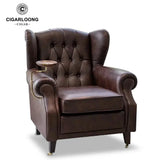 Chaise à Cigares Nordique, Style de Luxe en Cuir Véritable Cigarloong