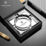 Cendrier à Cigares en Verre Cristal, Quatre Fentes, Grand Calibre, Base Antidérapante Cigarloong