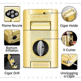 Briquet à Cigares Multifonctionnel 7 en 1, Coupe V et Plate, Aiguille Cigarloong