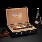 Étui Portable en Cuir Texture Crocodile, Pince à Cigare, Accessoire Homme Cigarloong