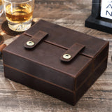 Boîte à Cigares en Cuir Véritable de Vache, Rangement pour 7 Cigares, Multifonctionnelle, Rétro Cigarloong