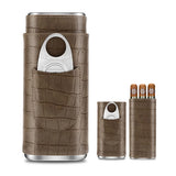 3-Pack Étui à Cigares en Cuir Portable, Support Boîte de Rangement avec Coupe-Cigare Pointu en Acier Inoxydable - Cigarium™
