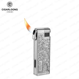 Briquet à Cigare Multifonctionnel avec Meule à Ébauche Gonflable et Allumage par Tige de Pression Cigarloong