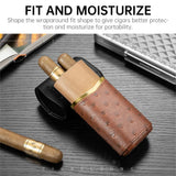 Étui à Cigares en Cuir, Lot de 2, Bois de Cèdre, Humidificateur Intégré Cigarloong