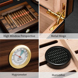 Humidor Cèdre Espagnol, Boîte avec Hygromètre, Étagères de Rangement, Grande Capacité Cigarloong