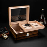 Humidor Cèdre Espagnol, Boîte avec Hygromètre, Étagères de Rangement, Grande Capacité Cigarloong