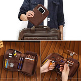 Étui à Cigares Portable Rétro Voyage, Cuir Véritable de Vachette, 5 Cigares Cigarloong