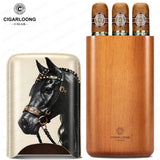 Étui à Cigares Motif Cheval, Intérieur Bois de Cèdre, 2 ou 3 Places Cigarloong