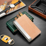 Coffret à Cigares 3 Pièces en Cuir avec Doublure en Bois de Cèdre Naturel Cigarloong