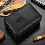 Boîte à Cigares Portable en Cuir, Doublure Bois de Cèdre, Hygromètre Intégré Cigarloong