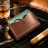 Coupe-Cigare Semi-Automatique à Coupe Plate et en V, Lame Lisse, Support à Cigares Cigarloong
