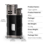 Allume-Cigare 3 en 1, Flamme Coupe-Vent, Poinçon, Porte-Cigare Multifonctionnel Cigarloong