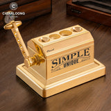 Coupe-Cigare de Bureau de Luxe, Ciseaux Inox, 4 Trous, Guillotine Boîte en Bois Cigarloong