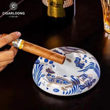 Cendrier à Cigares en Céramique, Artisanat Rétro Exquis, Base Ronde Antidérapante Cigarloong