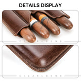 Étui à Cigares Vintage en Cuir Véritable, 4 Places Cigarloong