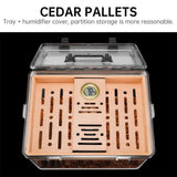 Étui à Cigares Portable avec Humidificateur et Hygromètre, Bois de Cèdre, Boîte Transparente Scellée Cigarloong