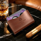 Coupe-Cigare Semi-Automatique à Coupe Plate et en V, Lame Lisse, Support à Cigares Cigarloong