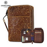 Étui à Cigares Portable Rétro Voyage, Cuir Véritable de Vachette, 5 Cigares Cigarloong