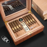 Humidor en Cèdre à Double Compartiment, Grande Capacité, Scellé, Humidificateur Intégré et Hygromètre Cigarloong