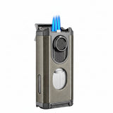 Allume-Cigare Multifonction Portable Pratique 3 en 1, Trois Flammes Droites Lisses, Porte-Ciseaux en V - Cigarium™