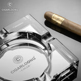 Cendrier à Cigares en Verre Cristal, Quatre Fentes, Grand Calibre, Base Antidérapante Cigarloong