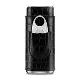 3-Pack Étui à Cigares en Cuir Portable, Support Boîte de Rangement avec Coupe-Cigare Pointu en Acier Inoxydable - Cigarium™