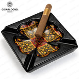 Cendrier à Cigares Céramique Grand Calibre, 4 Fentes, Base Étoile Peinte Main Cigarloong