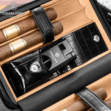 Humidor Portable en Bois de Cèdre avec Briquet Coupe-Vent Cigarloong