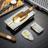 Ensemble accessoires cigare, cendrier métal grand diamètre, ciseaux lisses, briquet coupe-vent, 3 pièces Cigarloong