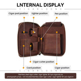 Étui à Cigares Portable Rétro Voyage, Cuir Véritable de Vachette, 5 Cigares Cigarloong