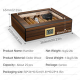 Humidor Cèdre Espagnol, Boîte avec Hygromètre, Étagères de Rangement, Grande Capacité Cigarloong