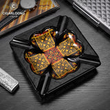 Cendrier à Cigares Céramique Grand Calibre, 4 Fentes, Base Étoile Peinte Main Cigarloong