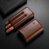 Étui à Cigares Portable en Cuir avec Boîte, Porte-Humidificateur, 3 Emplacements Cigarloong