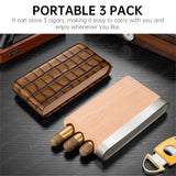 Coffret à Cigares 3 Pièces en Cuir avec Doublure en Bois de Cèdre Naturel Cigarloong