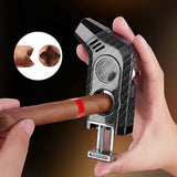 Allume-Cigare Coupe-Vent à Charge Directe, Flamme Unique Multifonctionnel 3 en 1, Porte-Cigare Diamant - Cigarium™