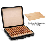 Boîte à Cigares Portable, Humidificateur Cuir de Vache, Fermeture à Glissière, 10 Pièces Cigarloong
