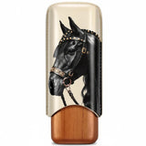 Étui à Cigares Motif Cheval, Intérieur Bois de Cèdre, 2 ou 3 Places Cigarloong