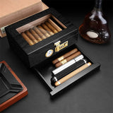 Humidor à Cigares avec Serrure à Combinaison, Bois de Cèdre, Hygromètre Cigarloong