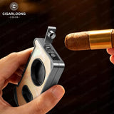 Coupe-Cigare Semi-Automatique à Coupe Plate et en V, Lame Lisse, Support à Cigares Cigarloong
