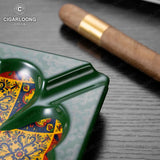 Cendrier à Cigares Céramique Grand Calibre, 4 Fentes, Base Étoile Peinte Main Cigarloong