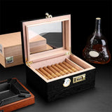 Humidor à Cigares avec Serrure à Combinaison, Bois de Cèdre, Hygromètre Cigarloong