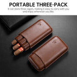 Étui à Cigares Portable en Cuir avec Boîte, Porte-Humidificateur, 3 Emplacements Cigarloong