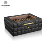 Humidor en Cèdre à Double Compartiment, Grande Capacité, Scellé, Humidificateur Intégré et Hygromètre Cigarloong