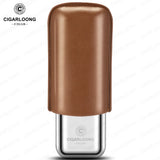 Étui à Cigares en Acier Inoxydable, Anti-Pression, Luxe, Cuir de Vache, Hydratant, Voyage Cigarloong