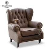 Chaise à Cigares Nordique, Style de Luxe en Cuir Véritable Cigarloong