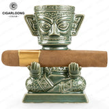 Porte-Cigare en Céramique Style Rétro, Finition Bronze Cigarloong