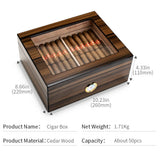 Humidor Cèdre Espagnol, Boîte avec Hygromètre, Étagères de Rangement, Grande Capacité Cigarloong