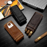 Étui à Cigares Portable en Cuir Scellé, avec ou sans Ciseaux Cigarloong